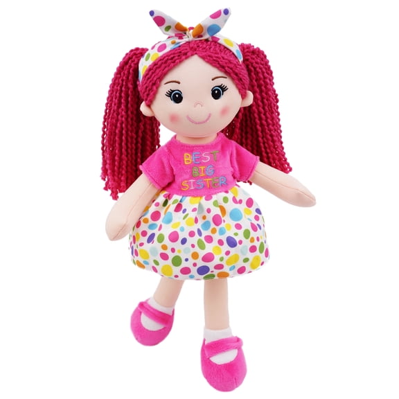 Lullaberry 14" Best Big Sister Sophie - Soft Cuddly Plush Doll Gift for Girls - Huggable Rag Doll - Pink