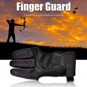 Archery Arm Guard & 3-Finger Glove Set - Recurve Bow Finger Protection, Adjustable Wrist Strap