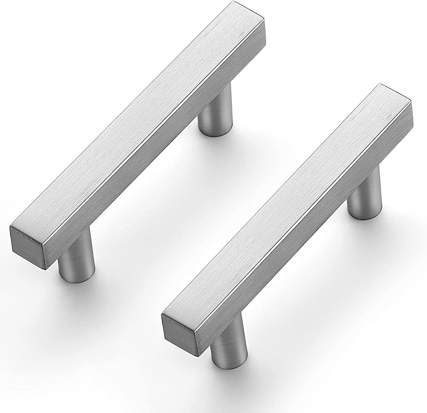 Zoizocp 5 Pack 4" Square Pulls Brushed Nickel Stainless Steel Kitchen Cupboard Dresser