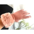 thumbnail image 2 of Soft Blush Pink Knit Gloves with Delicate Faux Fur Cuffs - Feminine Winter Touchscreen Handwear, 2 of 3