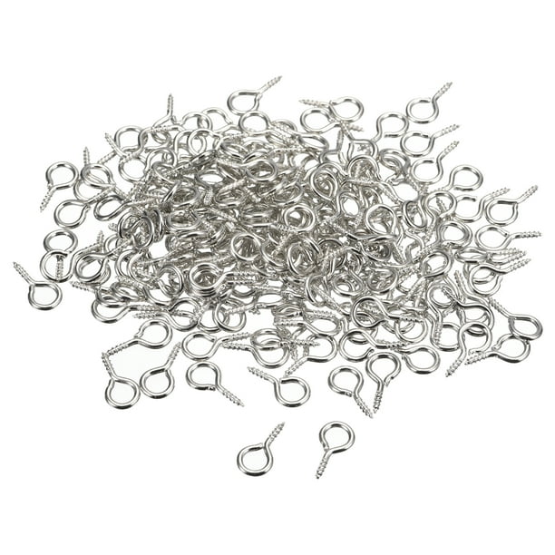 300uds Pequeño Tornillo Ojo Pasadores Ganchos Mini Ojales Tornillos Roscados, 6,8x13x1,4mm Autorroscante Tornillo para Joyería Fabricación DIY Artesanía, Níquel Plata Unique Bargains alfileres de ojo para hacer joyas