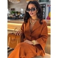 thumbnail image 4 of Casual Blazer Pants Suits for Women Dressy Oversized Long Sleeve Blazer and Wide Leg Pants 2 Piece Outfits Orange XL, 4 of 9