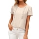 thumbnail image 5 of Camiseta de mujer Verano Cuello redondo Manga corta Casual Top suelto, Albaricoque, L Eigraketly AP001321-15, 5 of 7