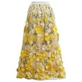 thumbnail image 2 of CHICWISH Women 3D Floral Applique Embroidery Maxi Skirt Elastic High Waist A-Line Garden Party Mesh Tulle Skirt Yellow, 2 of 8