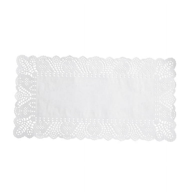 100 Pcs  7x10 Rectangle White Lace Paper Doilies, Food Grade
