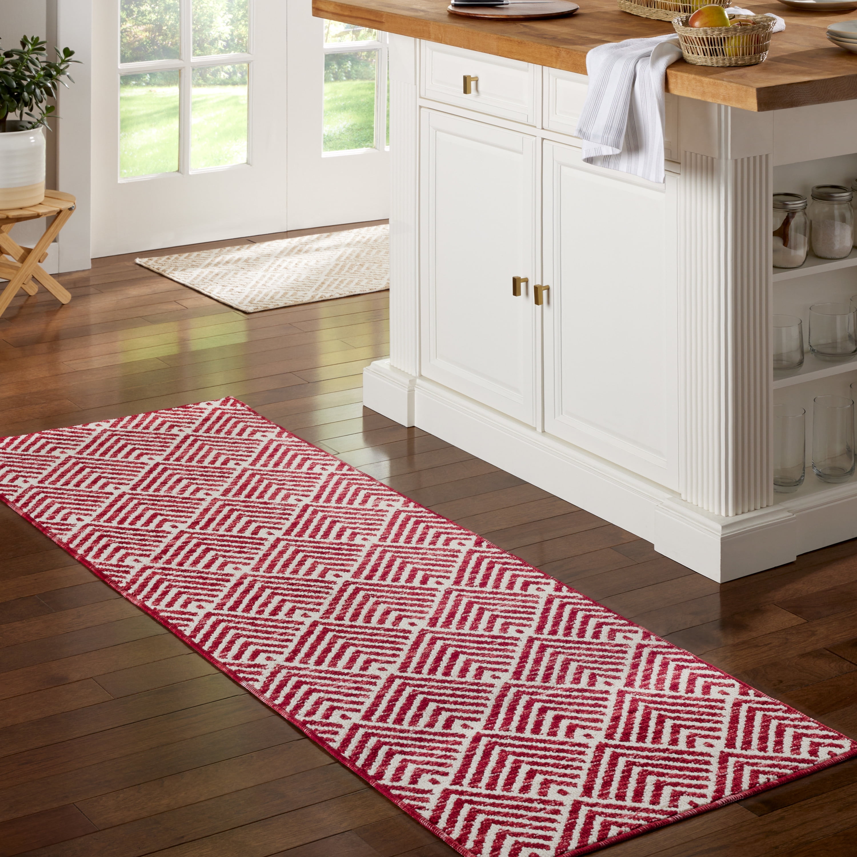 Town & Country Non‑Slip, Washable, Multi‑Use, Decorative Rug, Polyester, 24" x 72", Red