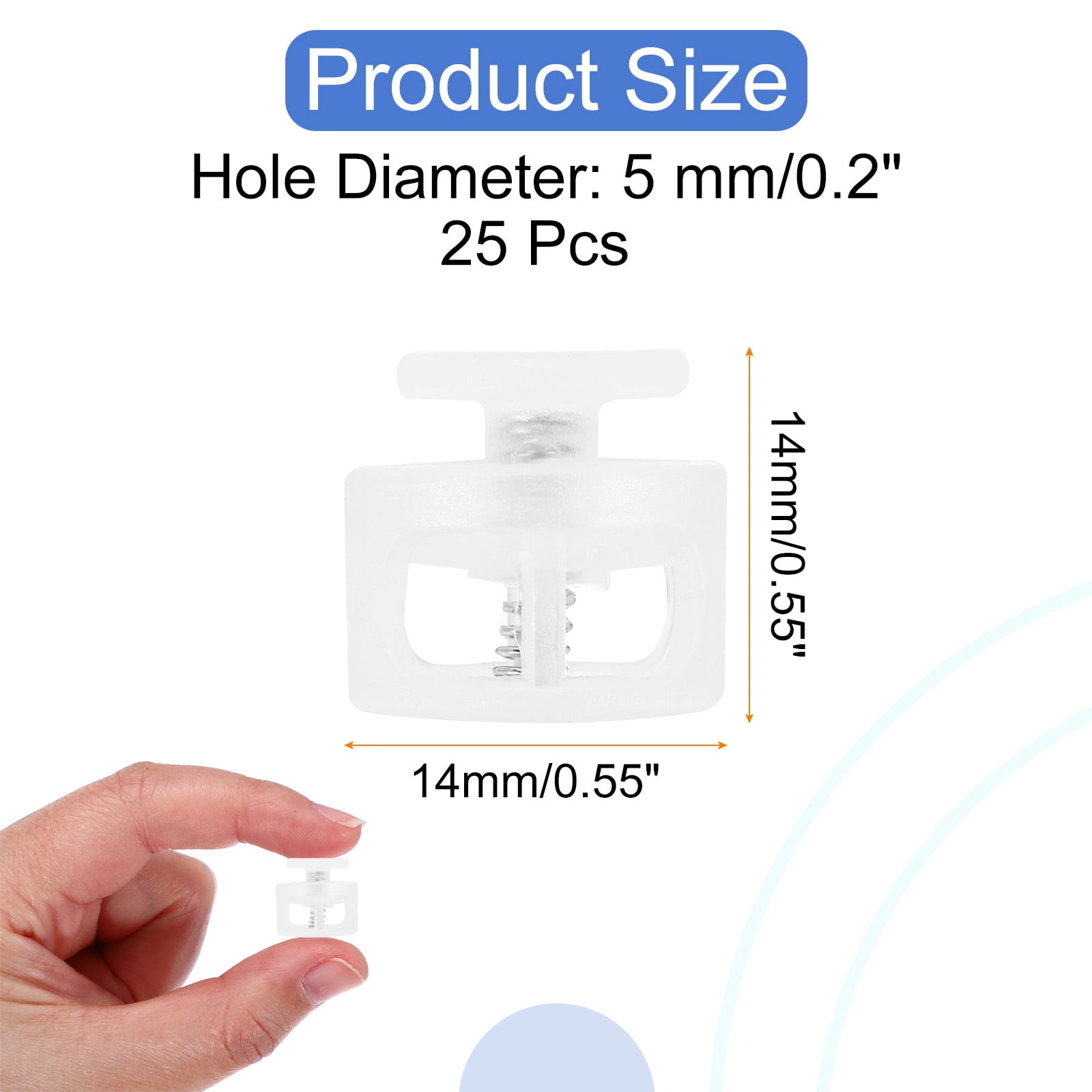 Unique Bargains Assorted Plastic Spring Cord Lock Double-Hole Slider Transparent