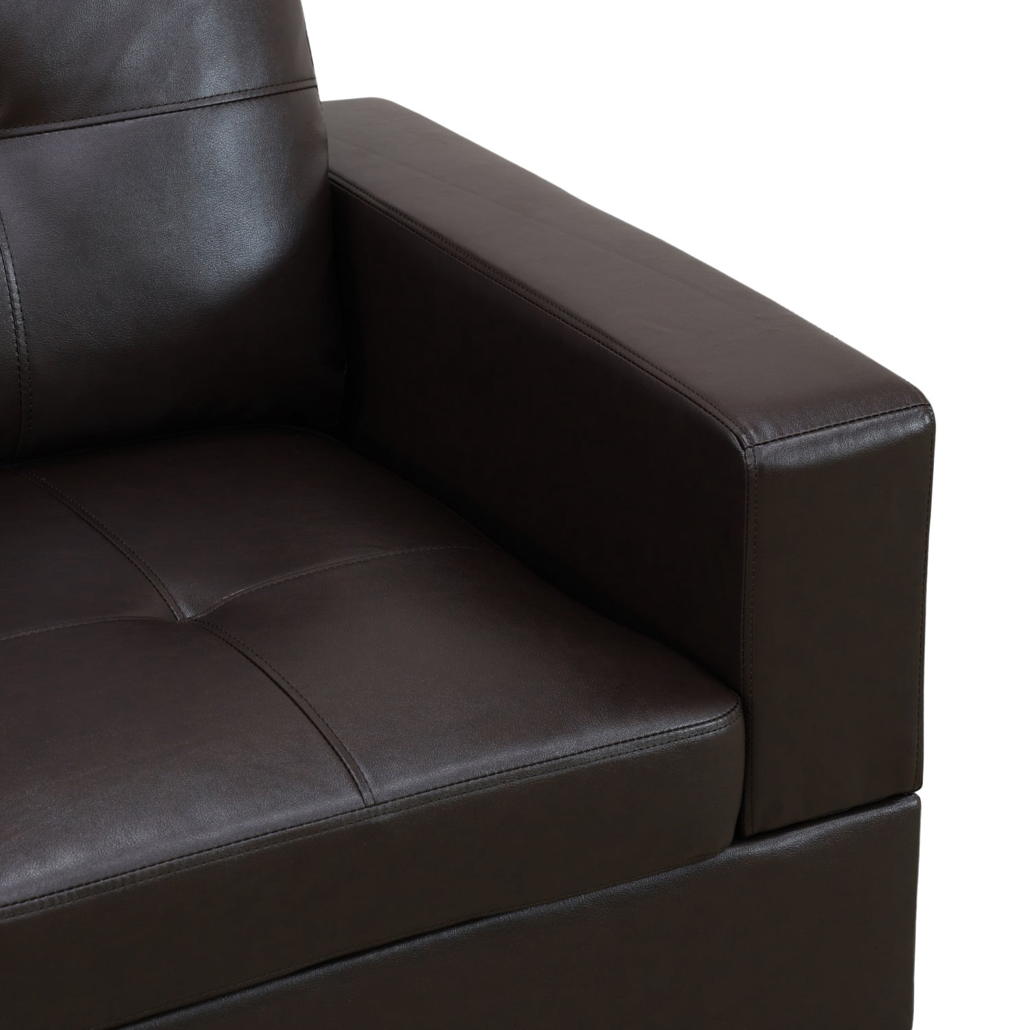 Hommoo Sofa Set, Faux Leather 2-Piece Couch Living Room Sofa Set, Brown