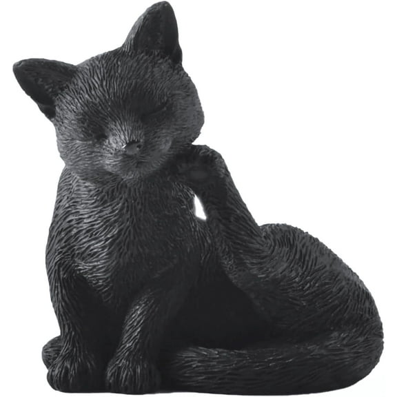3" Black Cat Figurine - Cute Resin Cat Statue in Scratching - Cute Shelf for Cat Lovers, Pet Memorial, or Home Office Desktop Display, Gift for Cat Lovers and Collectors