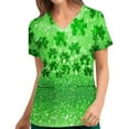 thumbnail image 1 of Uniforme de trabajo de enfermería con cuello en V y manga corta con estampado del Día de San Patricio para mujer a la moda Pompotops  hkajfhjk460155, 1 of 4