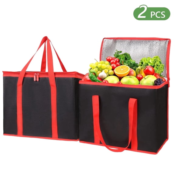 Tripumer 2 Pack Insulated Reusable Grocery Shopping Bags Insulated Grocery Bag for Food Delivery Zipper