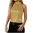 thumbnail image 2 of Halter Satin Tank Tops for Women,Dressy Camisoles for Women Silk Seamless Casual Blouse with Keyhole Back, 2 of 8