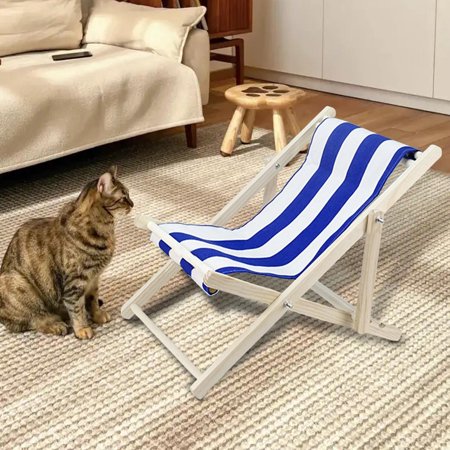Cat Lounge Chair  Pet Cot  Adjustable Furniture Floor Standing Cat Hammock Bed  Cats Raised Bed for Indoor Cats Bunny Small Dogs Small Animal Dark Blue