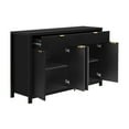 thumbnail image 4 of Modern Sideboard with 3-Level Adjustable Shelves, Wave-Pattern Console Cabinet with 2 Drawers and 4 Doors, Aluminum Arc Handles, Suitable for Entryway, Living Room, Foyer (Black), 4 of 9