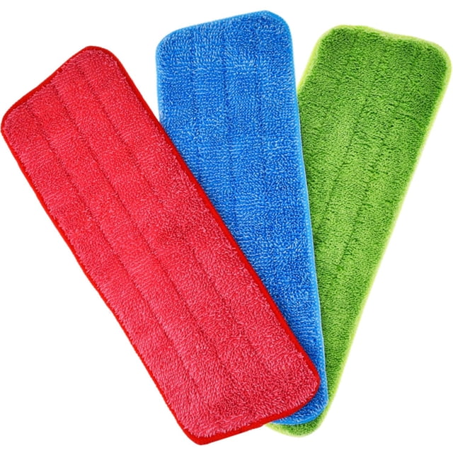 6Pack Reusable Microfiber Mop Pads for Floor Cleaning, Washable Replacement Hook and Loop Cleaners, 14x42cm