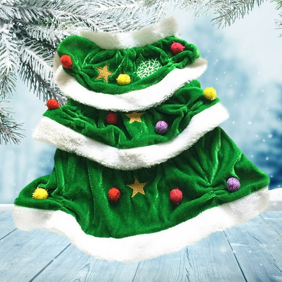 HONITANO 1Pcs Green Polyester Christmas Tree Shaped Dog Costume for Party Wear and Holiday Photo Shoots