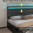 thumbnail image 4 of Queen LED Bed Frame with 4 Storage Drawers and USB Charging Station,Leather Upholstered Platform Bed with Adjustable Headboard,No Box Spring Needed, Black, 4 of 9