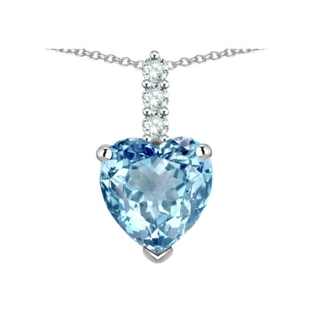 Star K 8mm Heart Shaped Simulated Aquamarine Three Stone Pendant Necklace In 14 Kt White Gold Com - Heart Shaped Stone Pendant Star K 8mm Heart Shaped Simulated Aquamarine Three Stone Pendant Necklace In 14 Kt White Gold Com - Heart Shaped Stone Pendant