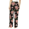 thumbnail image 3 of Uemuo Rose Flowers Pattern Women's Wide Leg Palazzo Lounge Pants with Pockets Light Weight Loose Comfy Casual Pajama Pants-Medium, 3 of 9