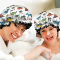 thumbnail image 6 of Shower Caps,Dinosaurs Volcano Palm White Pattern Waterproof Shower Cap for Women 4 Pieces,Double Reusable Hair Cover for Shower PEVA Elastic Stretch Hem, 6 of 7