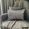 thumbnail image 2 of The HomeCentric Decorative Silver Pack of 2, 12"x14" (30x35 cm) Lumbar Pillow Cover, Silk Sequins & Crystal Oblong Pillow, Geometric Pattern Modern Style - Silver Jubilee, 2 of 9