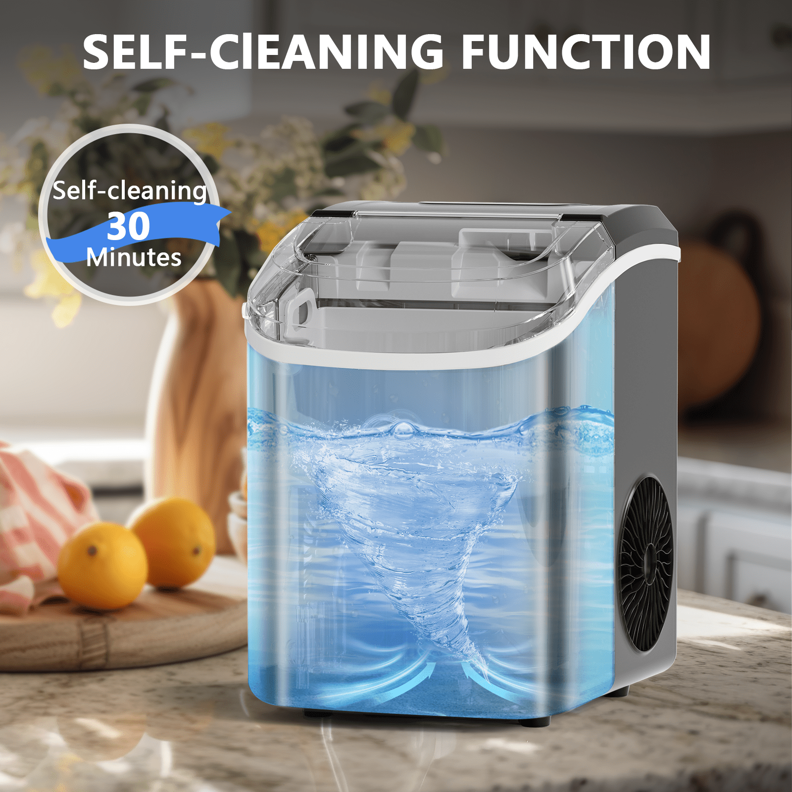 Moifoi 33lbs Countertop Nugget Ice Maker, Potable with Scoop, Soft Nugget Ice Ready in 7mins, Black