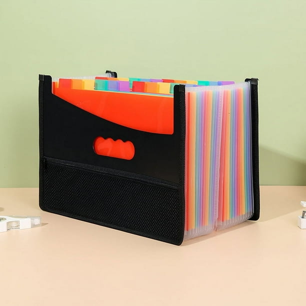 Nvzi Organizador de archivos en acordeón, carpeta de archivos expandible con 25 bolsillos, soporte para documentos tamaño carta A4, cremallera de malla negra