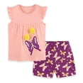 thumbnail image 5 of kpoplk Toddler Baby Girls Summer Outfit Sleeveless Ribbed Collared Tank Tops + Floral Skirt Shorts Set Kids Cute Clothes Size 5-6 Years,Pink, 5 of 9