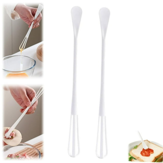 2 In 1 Multifunctional Egg Beater With Seasoning Spoon Upgrade Double Head Plastic Whisks For Cooking Non Scratch Wisking Tool 2 In 1 Multifunctional Spoon And Whisk 2pc