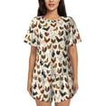 thumbnail image 1 of Balery Funny Chicken Conjunto de Pijama para Mujer con Estampado, Dos Piezas de Manga Corta y Shorts, Ropa de Dormir Suave con Cuello Redondo y Bolsillos-4X-Large, 1 of 6