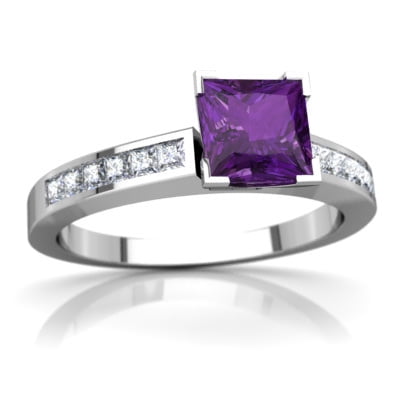 Amethyst Channel Set Ring in 14K White Gold by