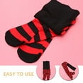 thumbnail image 3 of CIMAXIC 2 Paires de Chaussettes de Noël Rayées pour Femmes Chaussettes Hautes Rouges et Noires au-Dessus du Genou Bas de Vacances Réchauffeurs d'Hiver pour Accessoires de Costume de Fête d'Halloween de Noël, 3 of 5