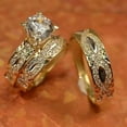 thumbnail image 2 of TAAPSEE JEWELS 14k Yellow Gold Finish White Diamond Trio His &Hers Bridal Band Engagement Ring Set, 2 of 2