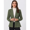 thumbnail image 2 of Blazer de gamuza sintética para mujer con cinturón de manga larga de un solo pecho Chaquetas de trabajo Outwear Coat Ejercito Verde XL, 2 of 6