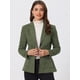 thumbnail image 2 of Blazer de gamuza sintética para mujer con cinturón de manga larga de un solo pecho Chaquetas de trabajo Outwear Coat Ejercito Verde XS, 2 of 6