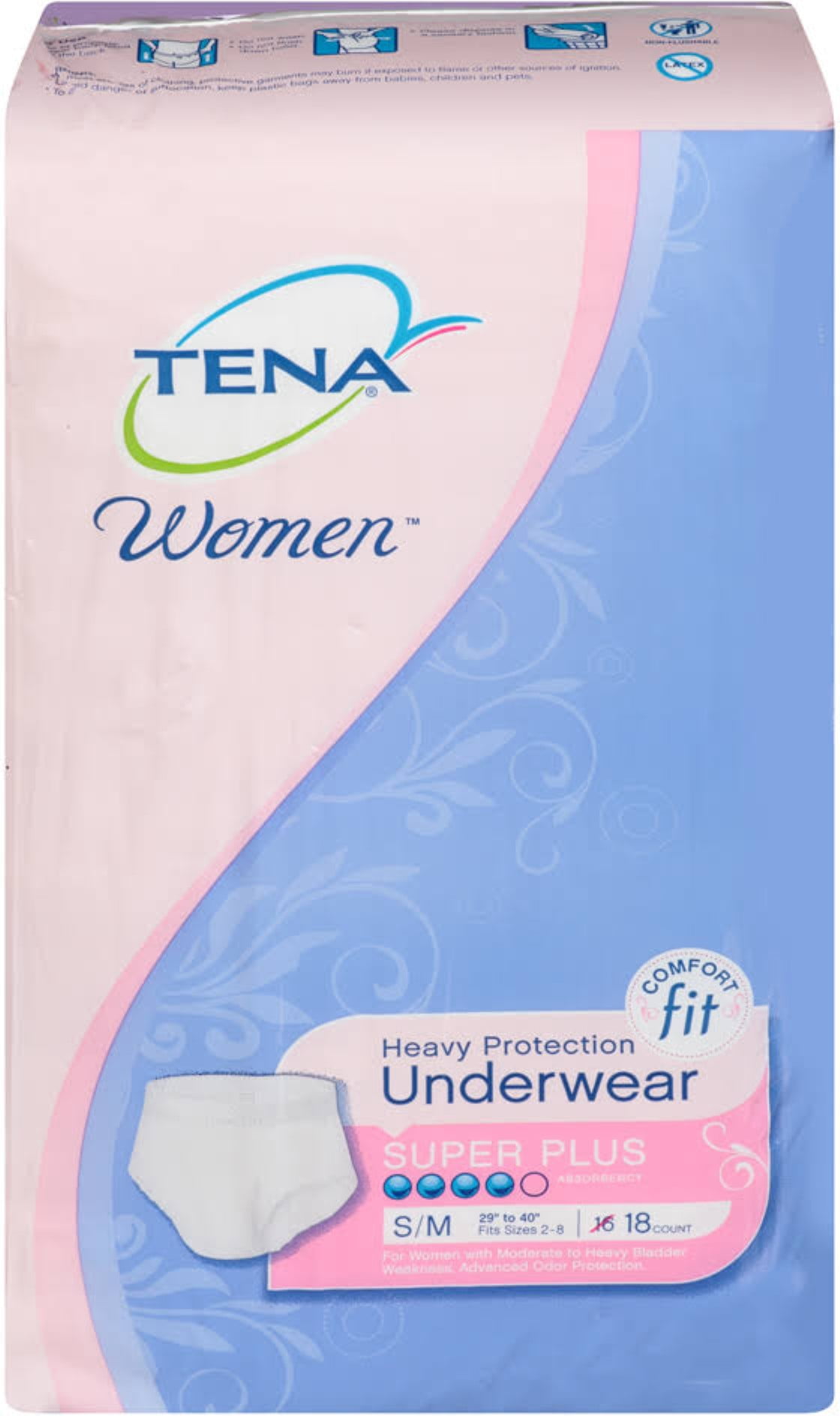 6 Pack - TENA for Women Heavy Protection Underwear, Super Plus ...