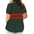 thumbnail image 3 of Plus Size Womens Summer Tops with Sleeves Loose Fitting Casual Striped T Shirts V Neck Graphic Tees Pullover Red, 4XL, 3 of 6