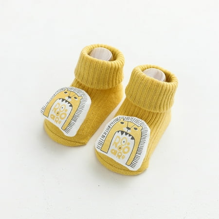 

nsendm Spring And Autumn Newborn 3D Cartoon Toy Baby Socks Glue Dispensing Non Slip Loose Neck Baby House Shoes 12-18 Months H 1 Year