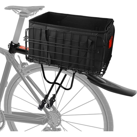 Rear Bike Rack with Folding Basket and Waterproof Bag Quick Release Bicycle Cargo Rack Universal Touring Carrier for Mountain Road Bike