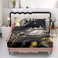thumbnail image 2 of COEQINE Fitted Sheet & Pillowcase Set, Comfort Wrinkle Free Bed Sheets Set Fade Resistant Easy Care Bottom Bedsheet Snug Fit for Queen Size Bed, Marble Black Yellow, 2 of 5