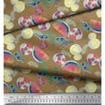 thumbnail image 3 of Soimoi Modal Satin Fabric Fruits,Swim Ring & Goggles Summer Designs Print Sewing Fabric Yard 42 Inch Wide, 3 of 3