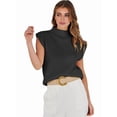 thumbnail image 2 of Prettady Women'S Mock Neck Sleeveless Sweater Vest Casual Cap Sleeve Knit Pullover Tank Tops 2025 Spring Summer Clothes Black S, 2 of 8