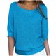thumbnail image 1 of Suéteres Umfun para mujer, sueltos, informales, de punto, lisos, estampados, cuello redondo, manga 3/4, suaves al tacto, ligeros, azul claro, talla S, 1 of 5