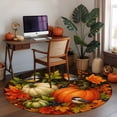 thumbnail image 5 of Orange Pumpkins Fall Round Area Rug 4 FT, Non Slip Indoor Outdoor Rug, Thanksgiving Maple Leaves Autumn Washable Soft Circular Carpet Non-Shedding Floor Mat for Coffee Table Nursery Foyer Balcony, 5 of 9