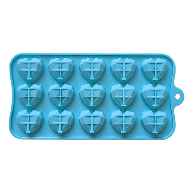 Molde de silicona con forma de corazón de diamante 3D, 15 rejillas, bandeja de silicona para hornear pasteles, mousse de chocolate y postres.