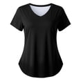 thumbnail image 4 of XIAONU V Neck Basic Tops for Women Short Sleeve V Neck Pullover T-Shirt Breathable Minimalist Everyday Tees, 4 of 4