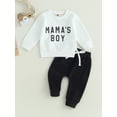 thumbnail image 2 of Bagilaanoe 2PCS Toddler Baby Boy Long Pants Set Letter Print Long Sleeve Sweatshirt Pullover Tops + Drawstring Sweatpants 6M 12M 18M 24M 3T Kids Casual Sweatsuits, 2 of 8