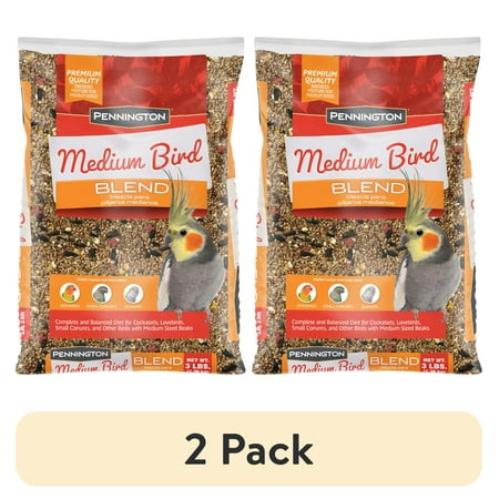 (2 pack) Pennington Medium Bird Blend Bird Food for Cockatiels, Love Birds; 3 lb Bag