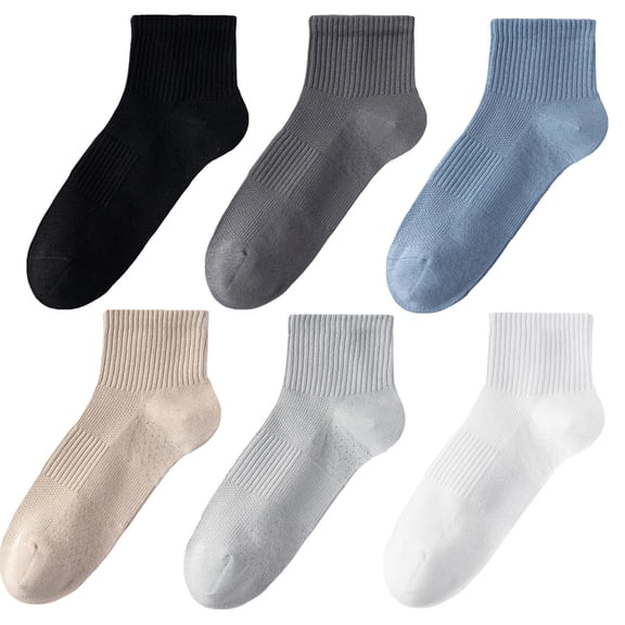 Mens Athletic Cotton Quarter Crew Socks Moisture Wicking Odor Control Compression Running Socks for Men