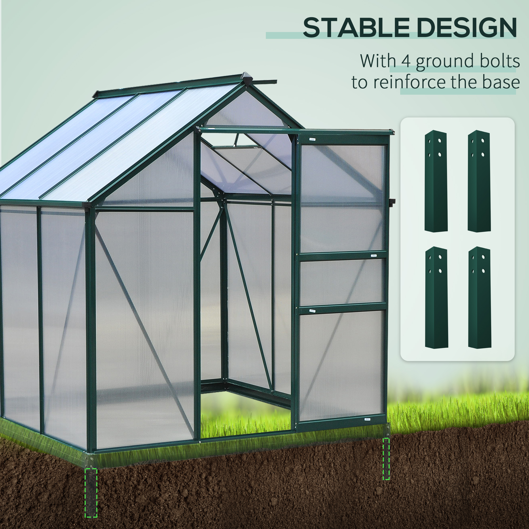 Outsunny 6' x 6' x 7' Aluminum Polycarbonate Portable Walk-In Garden ...